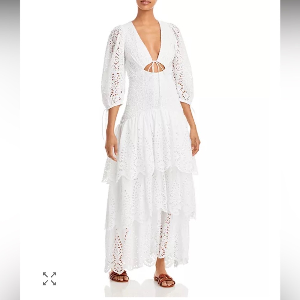 Significant Other Mazie Cutout White Eyelet Maxi Dress